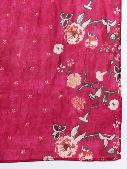 Floral Printed Pure Cotton Kurta with Trousers & Dupatta