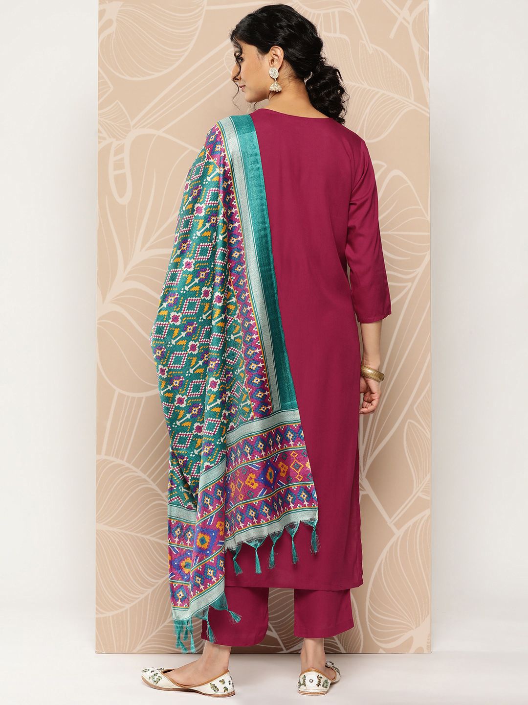 Dhiyona VA Women'sEmbroidered Kurta With Trousers & Dupatta