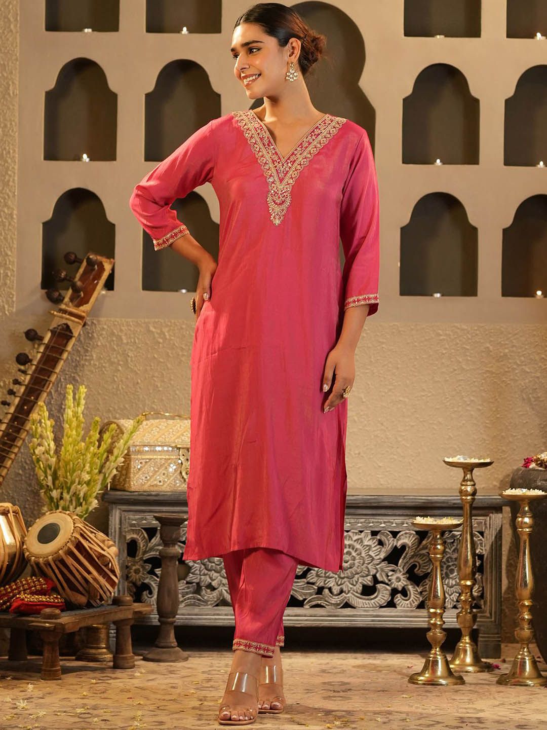 Women Ethnic Motifs Embroidered Regular Kurta with Trousers