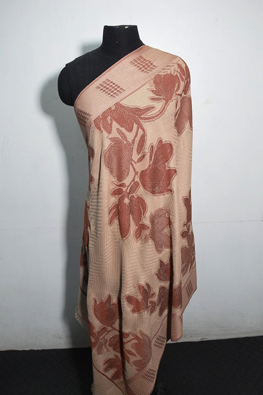 Beige Pashmina Woven Jacquard Shawl