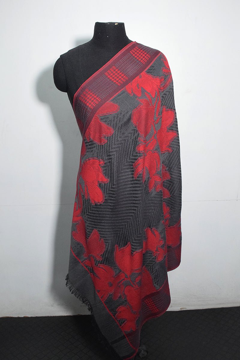 Grey Pashmina Woven Jacquard Shawl