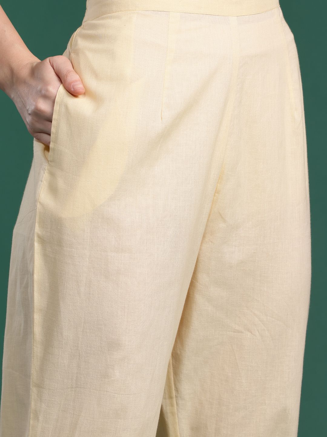 Floral Embroidered Pure Cotton Kurta with Trousers & Dupatta