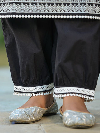 Dhiyona IS Women's Ethnic Motifs Embroidered Straight Pure Cotton Kurta With Trousers & Dupatta
