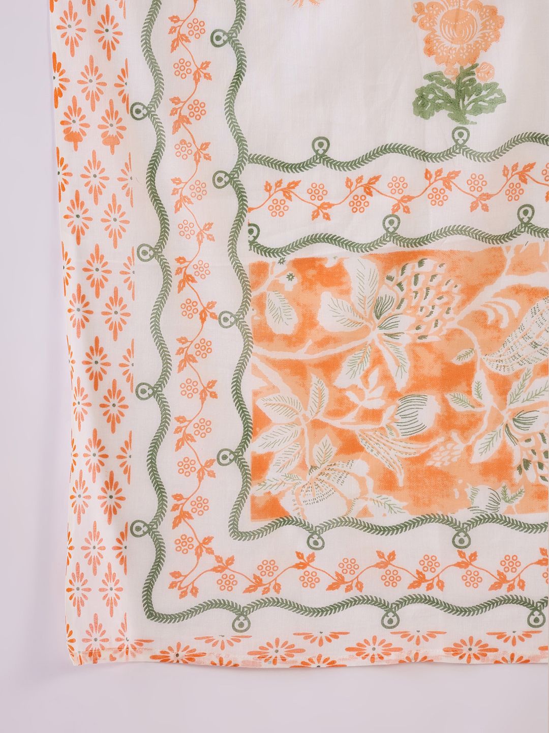 Floral Printed Beads and Stones Pure Cotton Straight Kurta & Trousers & Dupatta