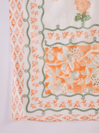 Floral Printed Beads and Stones Pure Cotton Straight Kurta & Trousers & Dupatta