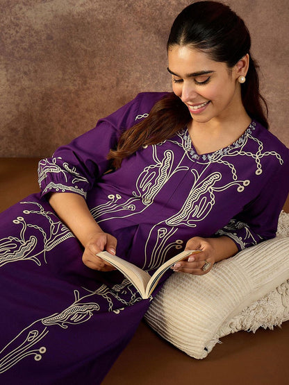 Women Printed Regular Beads and Stones Kurta with Palazzos