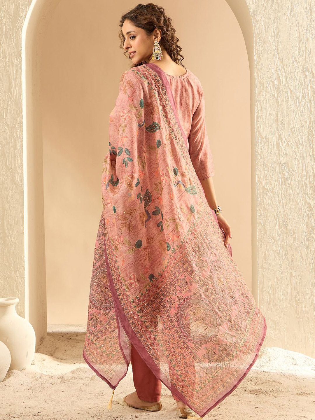Dhiyona IE Women Embroidered Kurta with Trousers & Dupatta