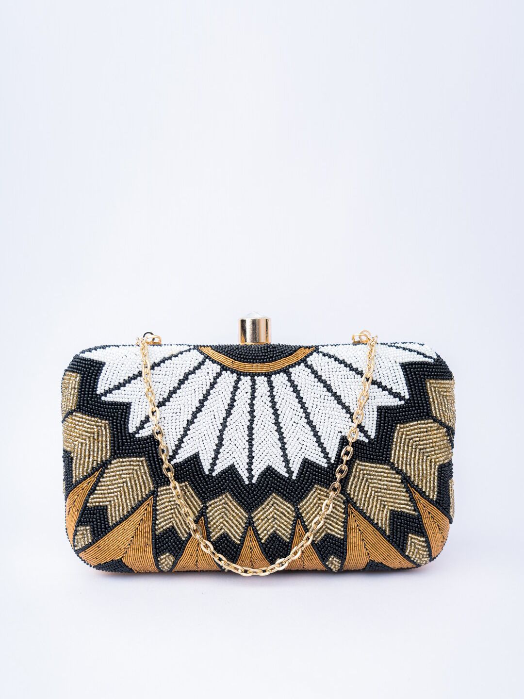 Dhiyona NR Black & White Hand Embroidered Box Clutch