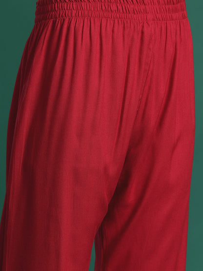 Dhiyona IE Floral Embroidered Regular Thread Work Kurta with Palazzos