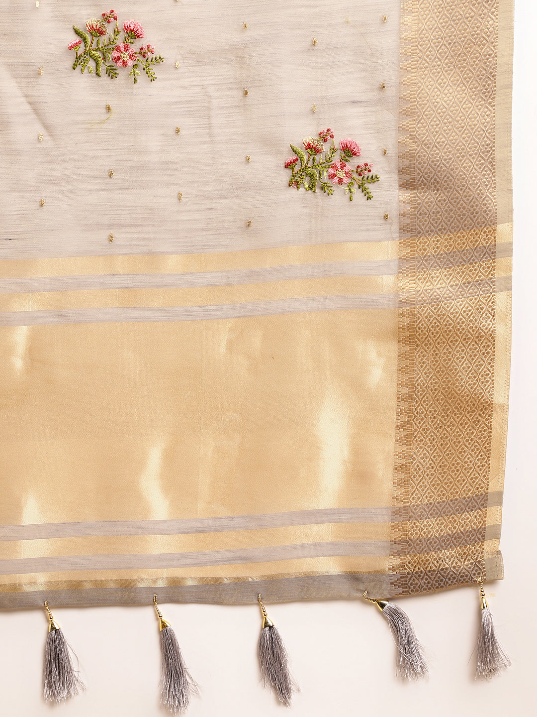 Dhiyona GR Women's Kashmira Grey Cotton Silk Saree