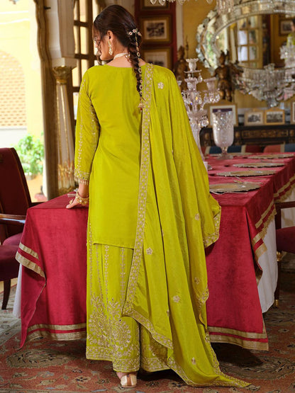 Women Ethnic Motifs Embroidered Regular Mirror Work Kurta with Palazzos & Dupatta