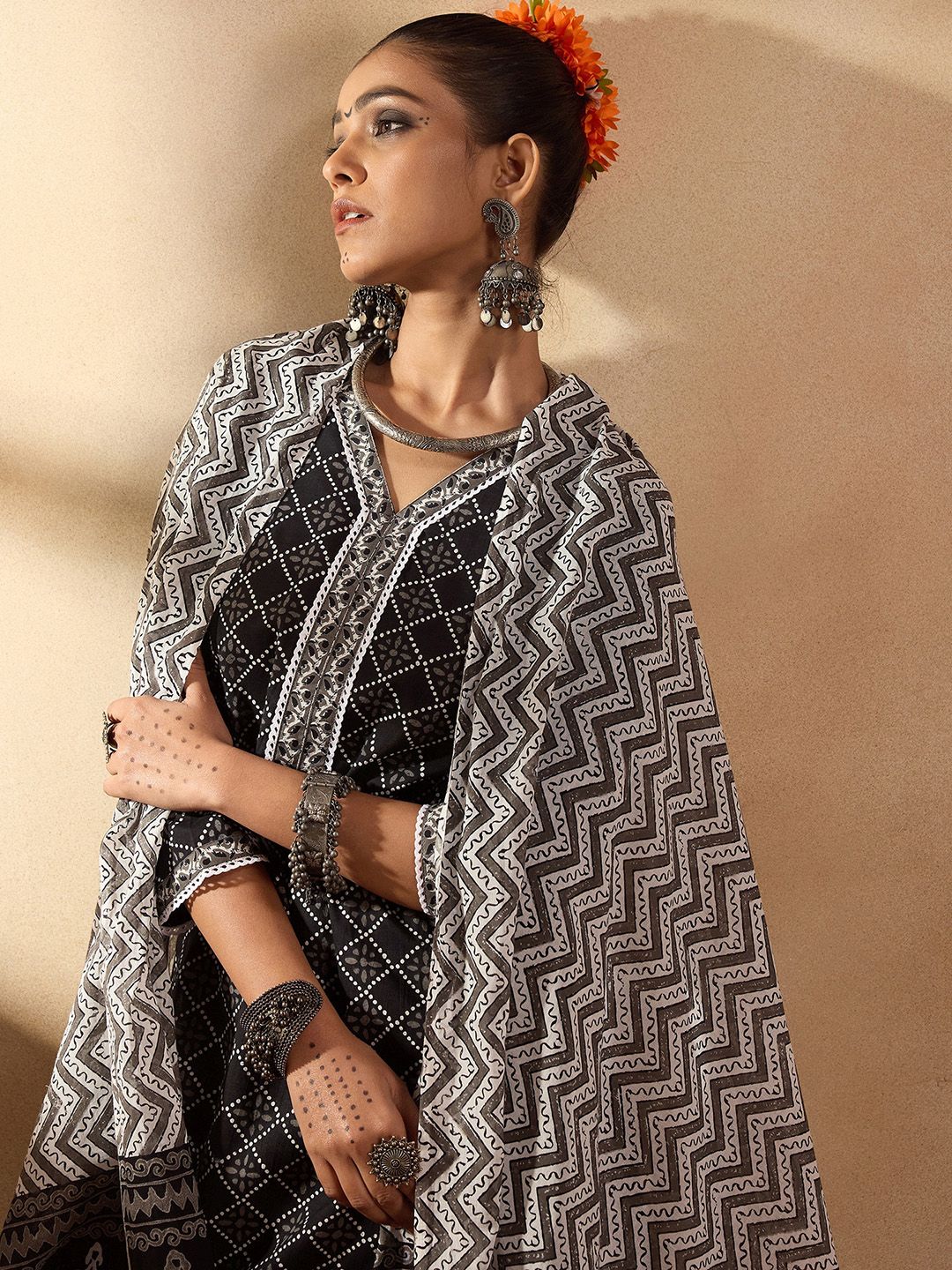 Printed Regular Pure Cotton Kurta with Salwar & Dupatta