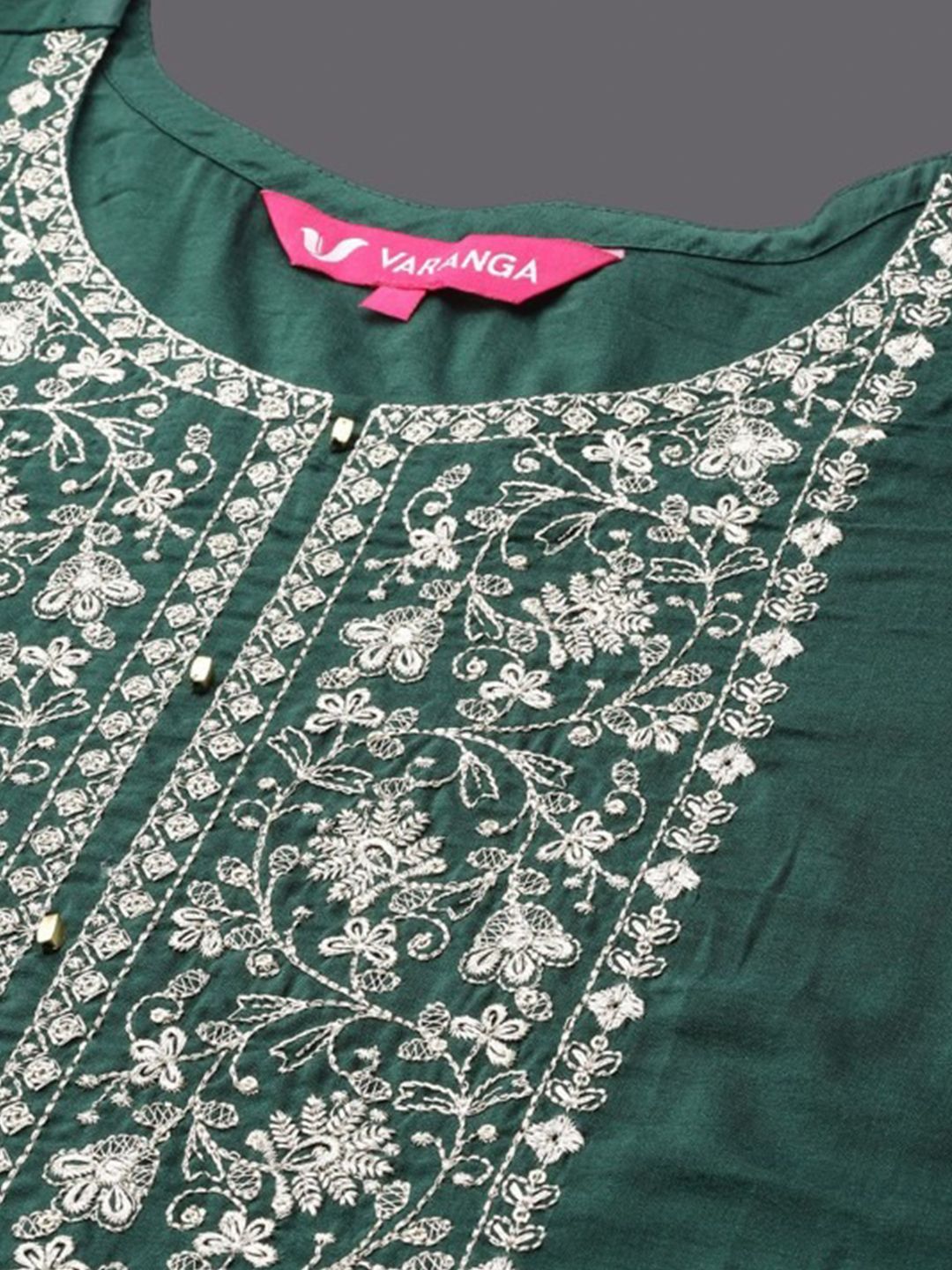 Dhiyona VA Women's Floral Embroidered Gotta Patti Pure Cotton Kurta with Trousers & Dupatta