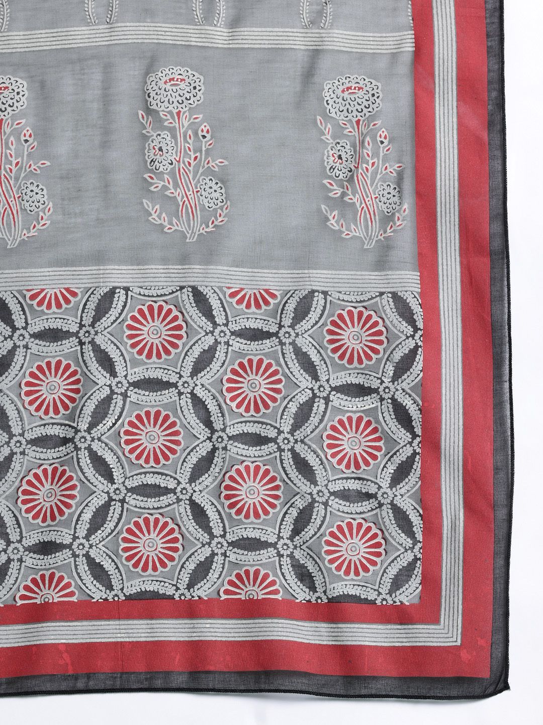 Embroidered Thread Work Pure Cotton Kurta with Trousers & With Dupatta