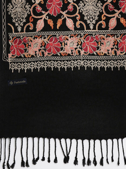 Dhiyona PA Women Black Embroidered Shawl