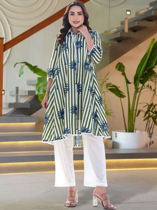Women Printed Regular Pure Cotton Kurta with Trousers