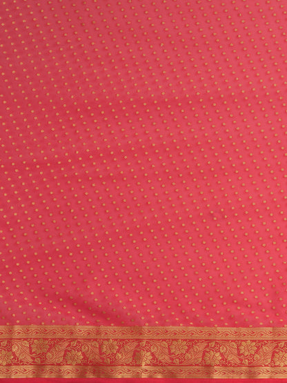 Women's Georgette Pink Woven Design Designer Saree With Blouse Piece