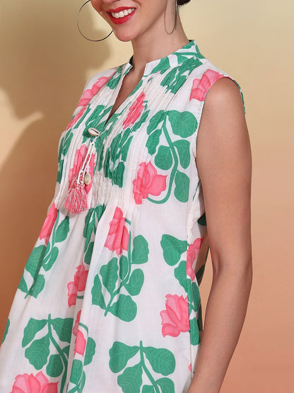 Dhiyona SN Women's Printed Pure Cotton Kurti With Trousers
