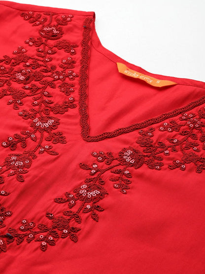 Dhiyona IE Ethnic Motifs Embroidered Sequinned Kurta with Trousers & With Dupatta