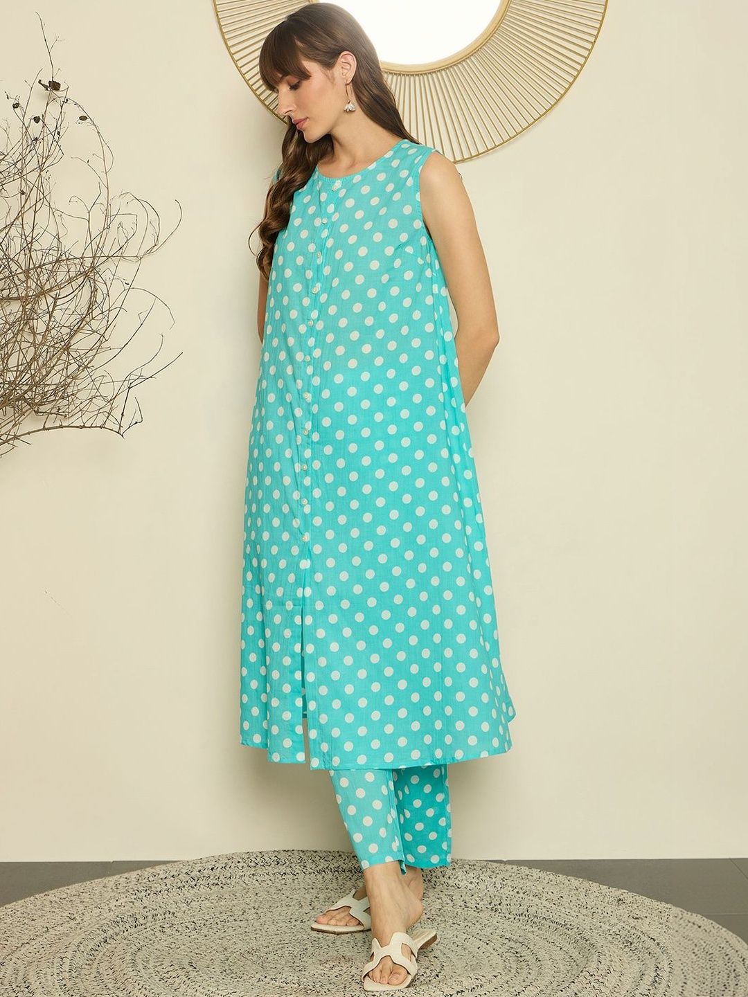 Women Printed Regular Pure Cotton Kurta with Trousers