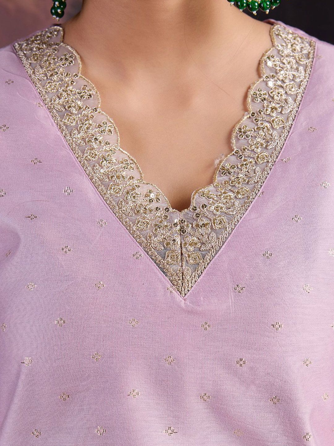 Dhiyona PD Women Floral Woven Design Straight Kurta With Trousers & Dupatta