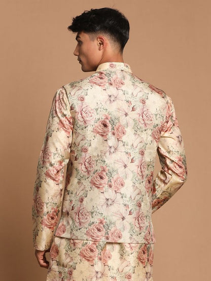 Men's Brown Silk Blend Straight Nehru Jacket