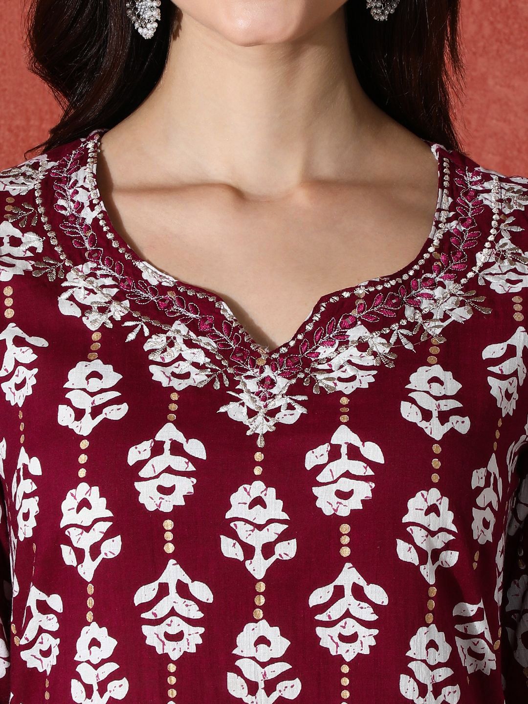 Dhiyona SN Women's Embroidered Pure Cotton Kurta & Trouser With Dupatta