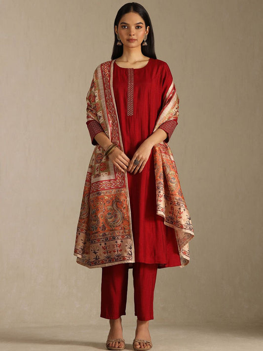Dhiyona SO Women's Women Woven Design Regular Kurta & Trouser With Dupatta