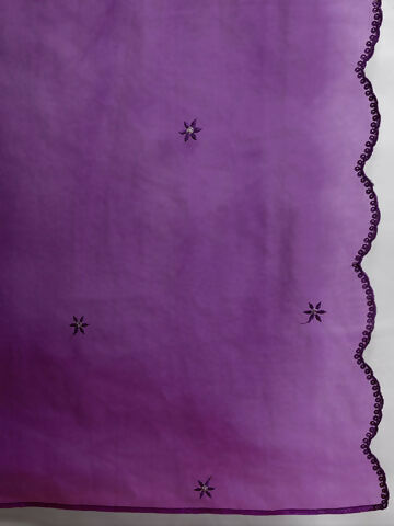 Women's Purple yoke design Kurta with Trousers with dupatta