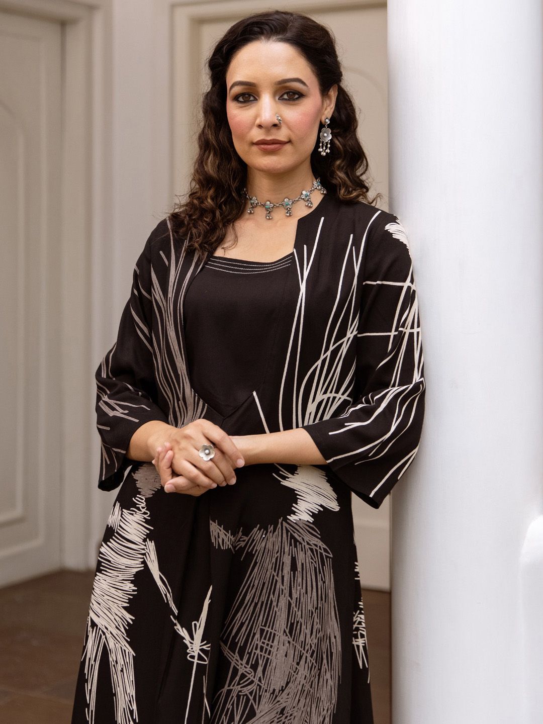 Abstract Printed Regular Straight Kurta with Palazzos