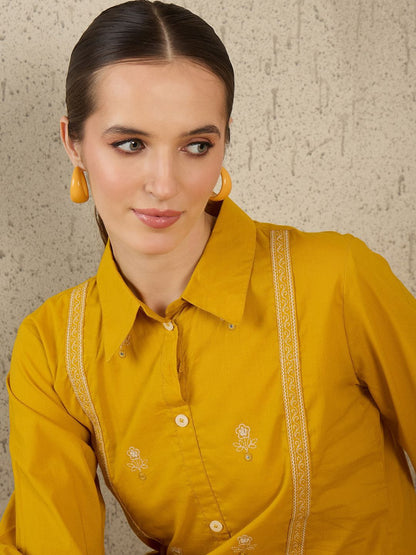 Women Ethnic Motifs Embroidered Pure Cotton Kurta with Trouser