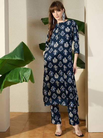 Dhiyona IE Printed Round Neck Tunic With Trouser