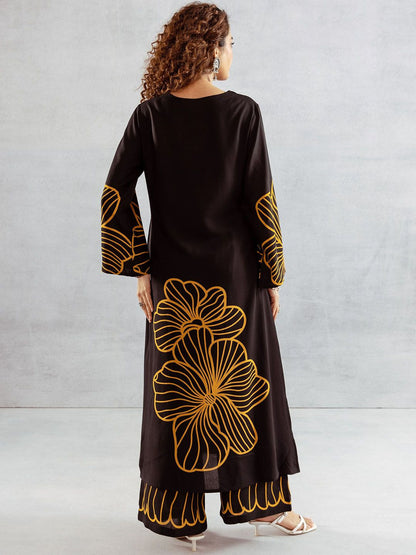 Dhiyona SN Women's Floral Printed V Neck Kurta With Palazzos