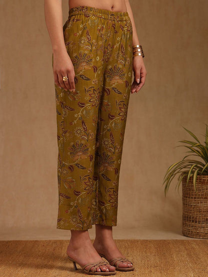 Dhiyona SO Women's Women Ethnic Motifs Printed A-Line Kurta with Trouser