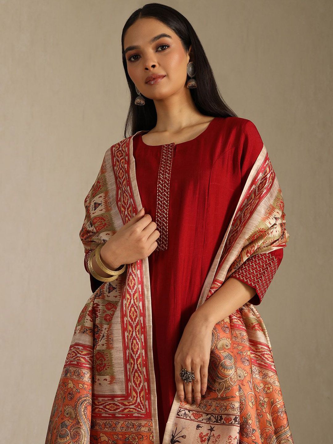Dhiyona SO Women's Women Woven Design Regular Kurta & Trouser With Dupatta