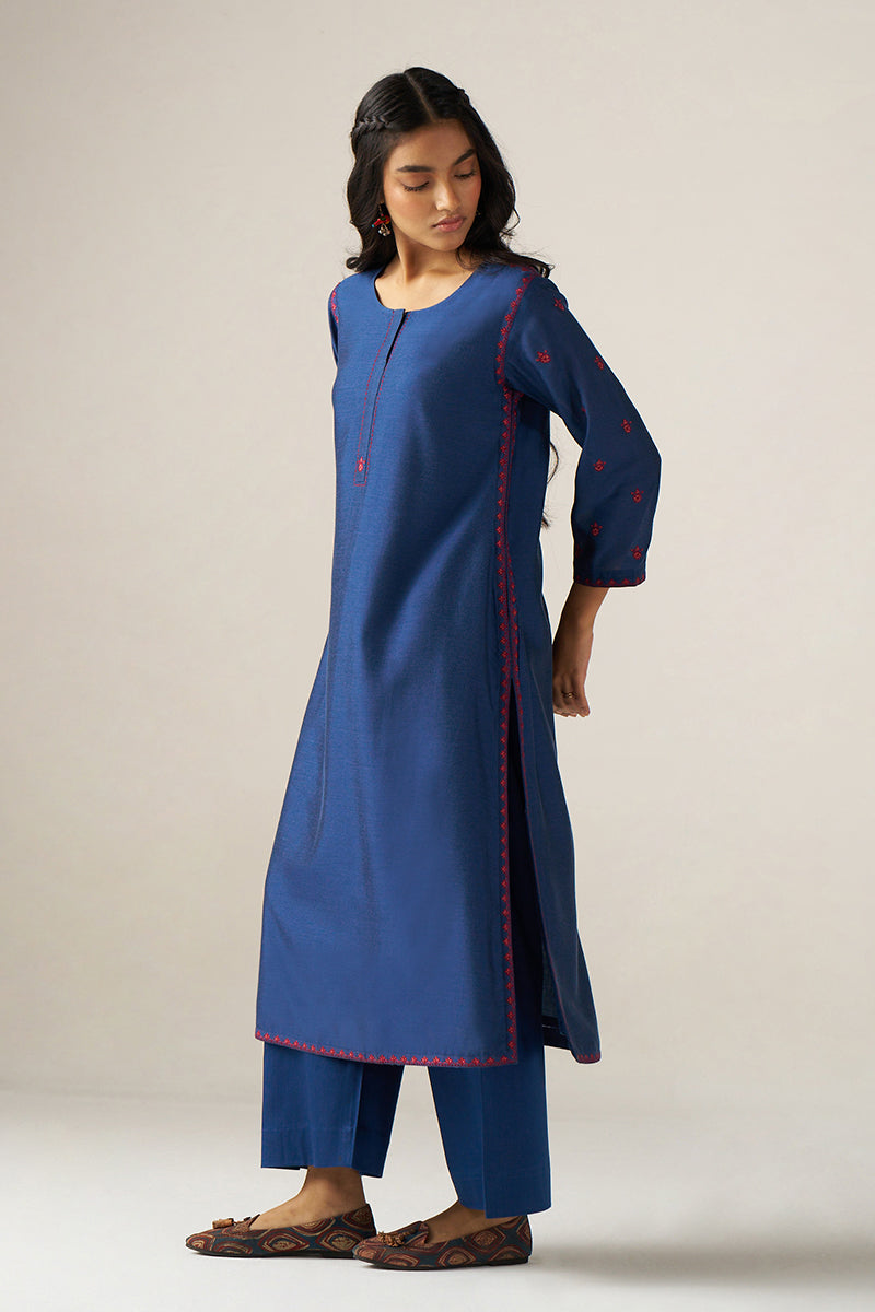 Women's Blue Silk Co-ord Set