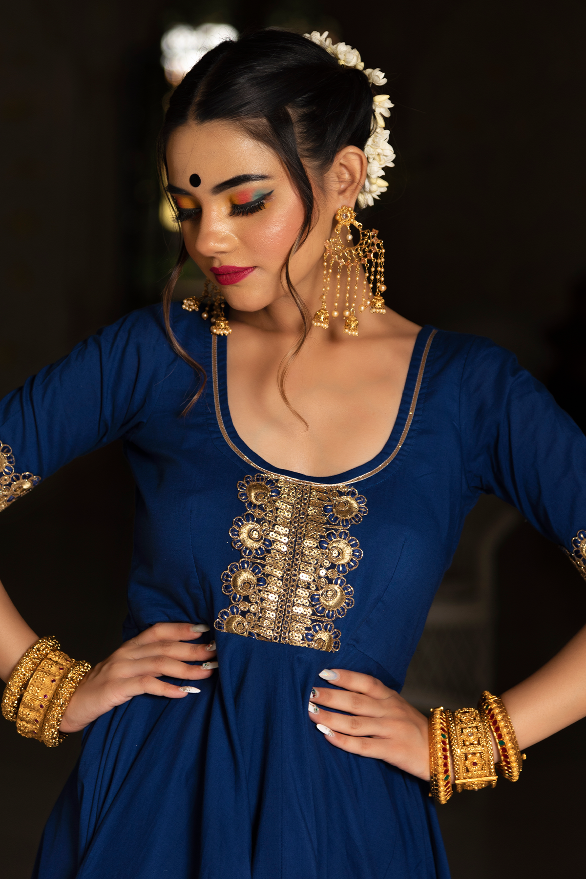 Minakari Blue Anarkali Set