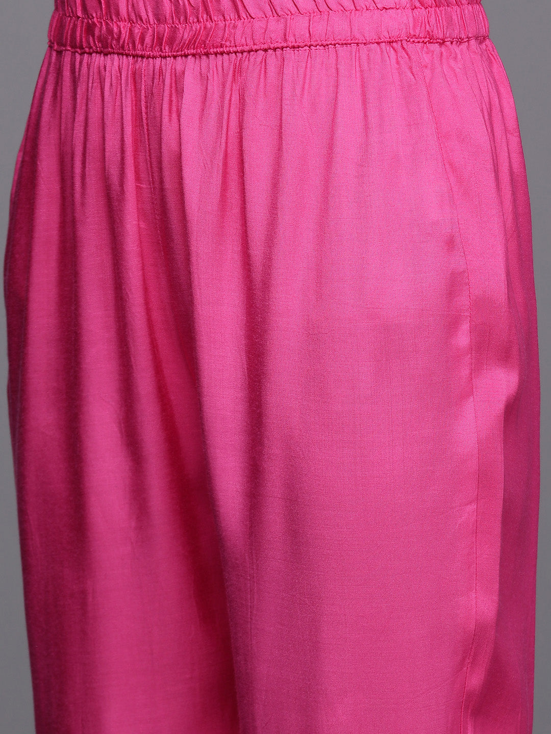 Dhiyona VR Women's Pink Pure Fabric, Lehariya Embroidered Straight Kurta Paired With Tonal Bottom And Dupatta