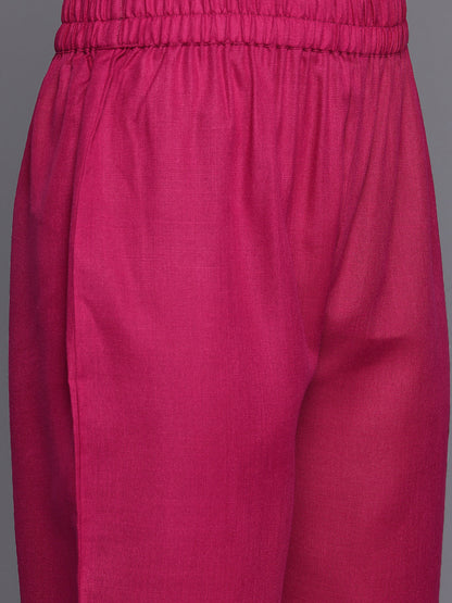 Dhiyona VR Women's Magenta Solid A-Line Kurta Paired With Tonal Bottom