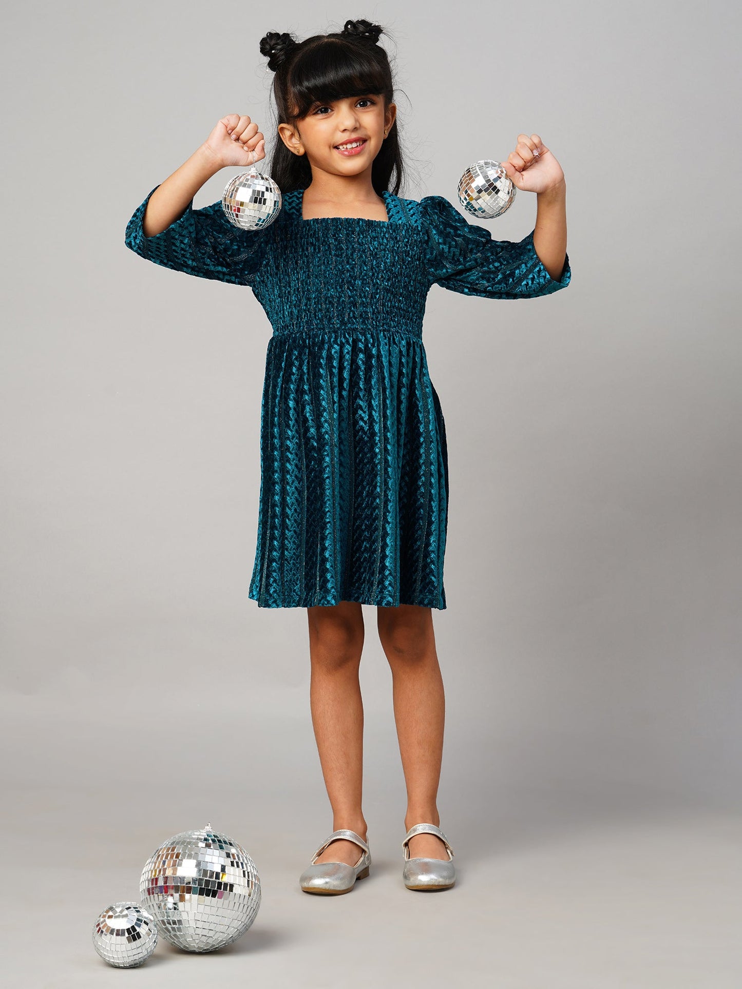 Glam Up Girls Teal Velvet Party Dress