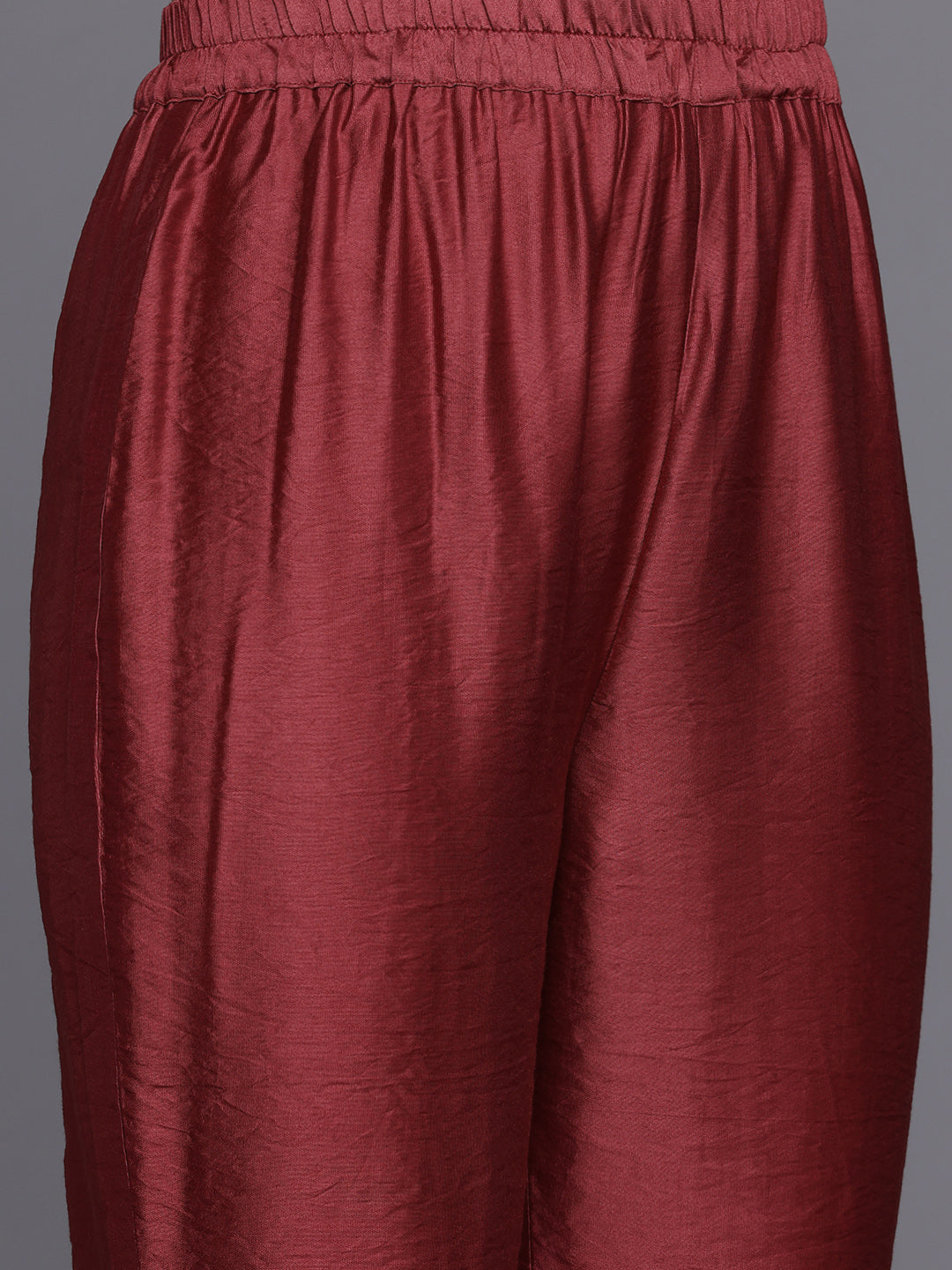 Dhiyona VR Women's Maroon Floral Printed Kurta, Round Neck Straight Kurta Paired With Tonal Bottom And Printed Dupatta