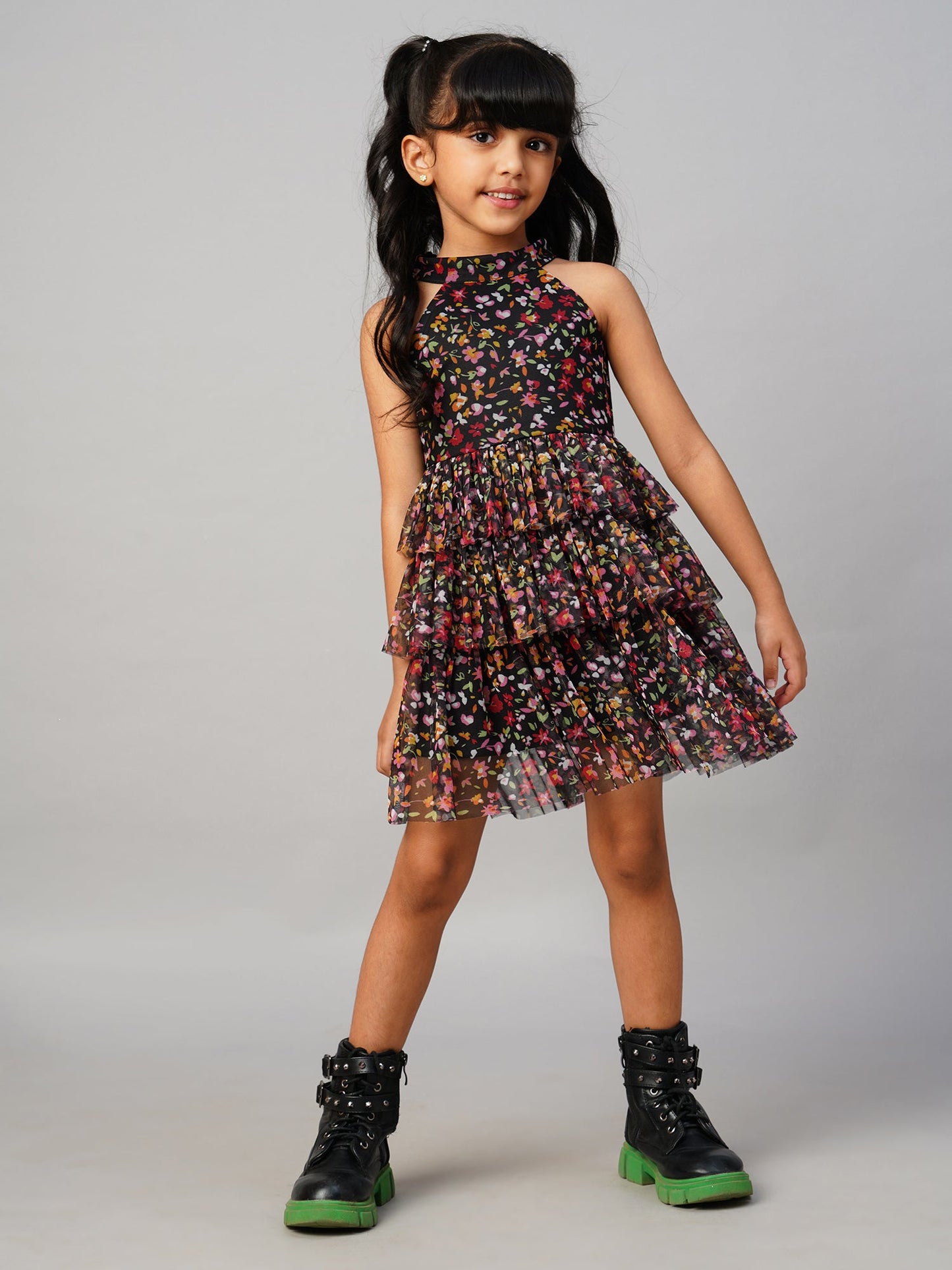 Razzle Dazzle Girls Black Georgette Party Dress