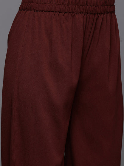 Dhiyona VR Women's Maroon V Neck Kurta Set
