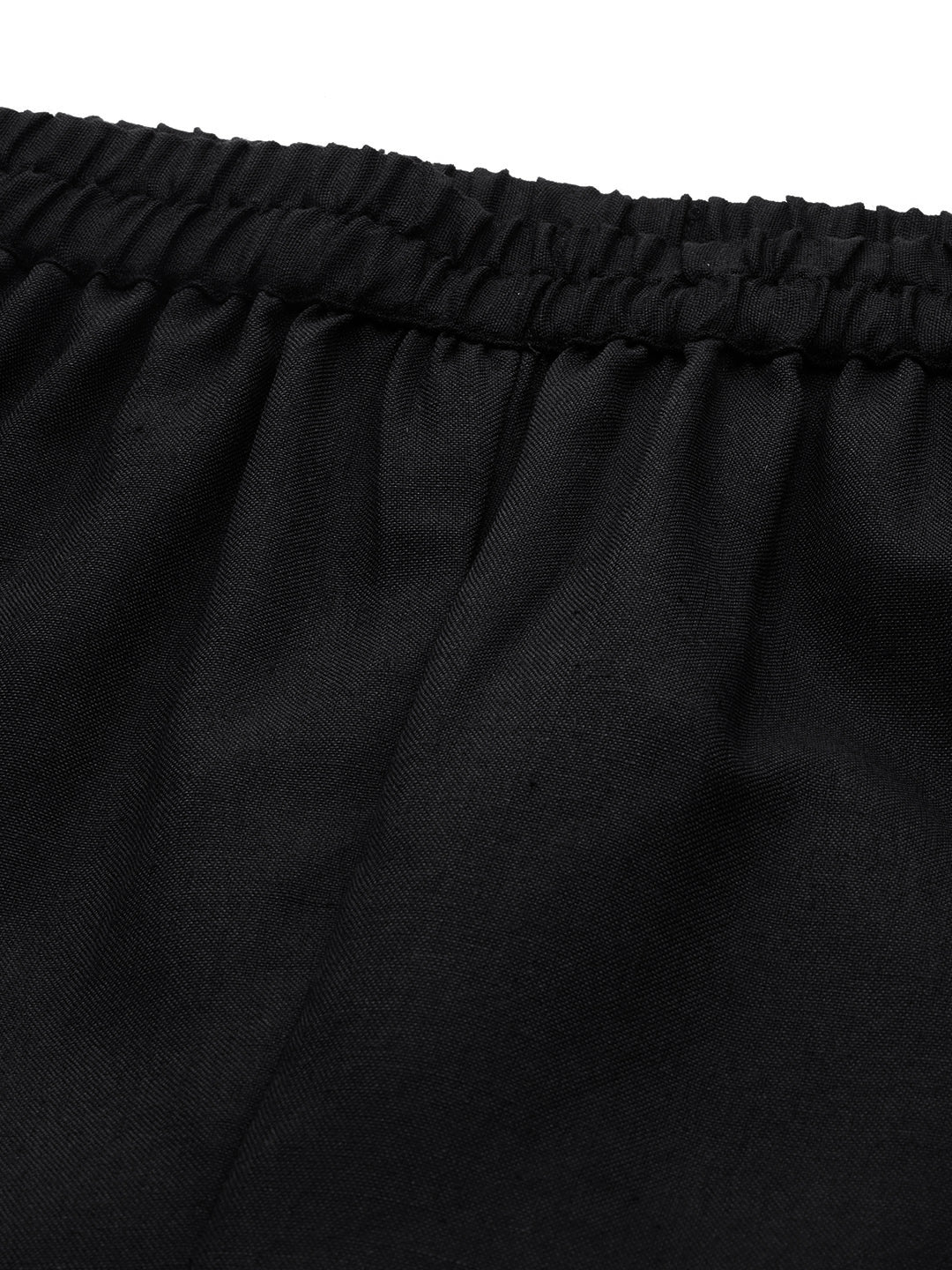Dhiyona VR Women's Black Solid A-Line Kurta Paired With Tonal Bottom