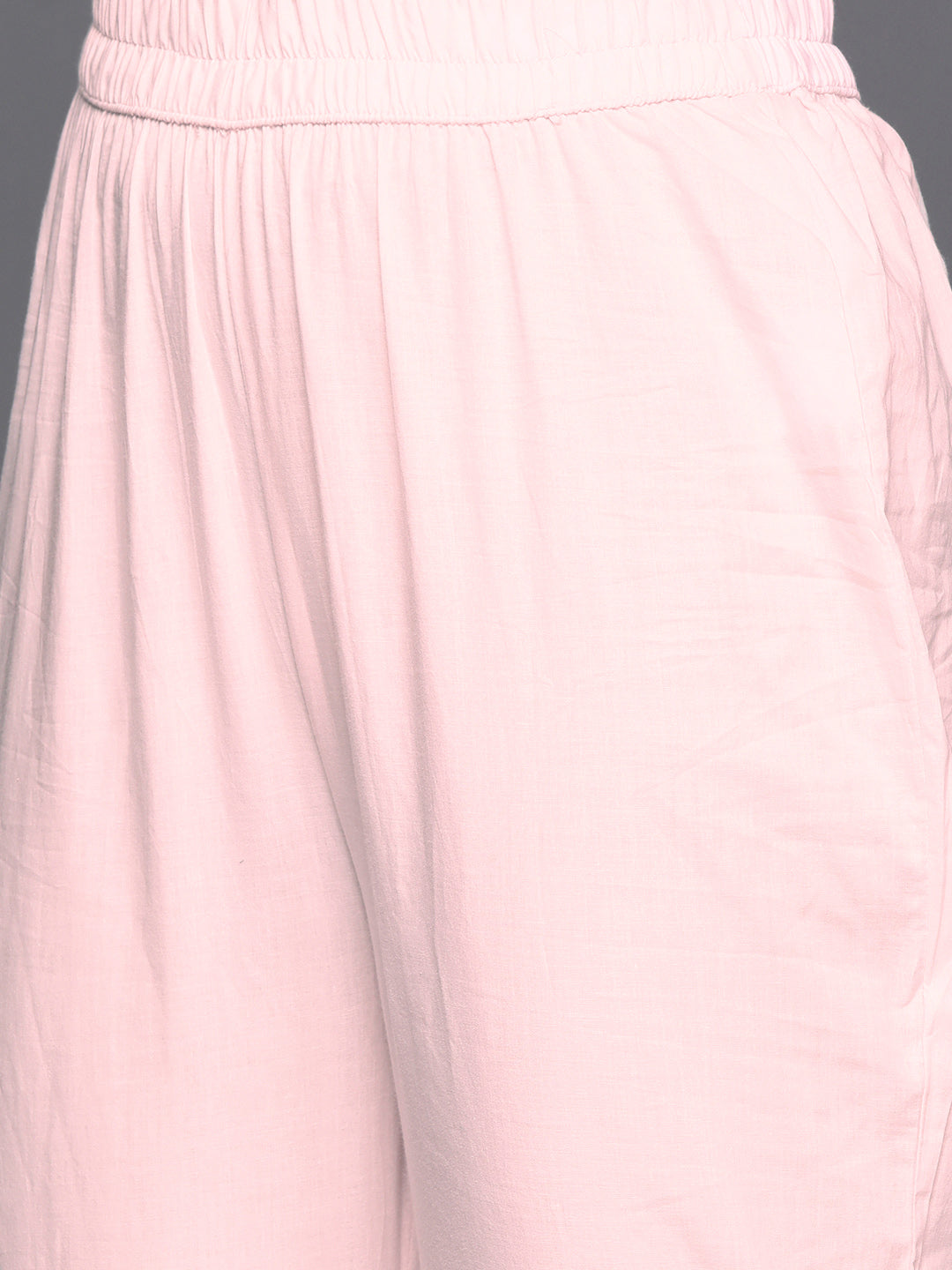 Dhiyona VR Women's Pink Abstract Straight Kurta Paired With Tonal Bottom And Organza Embroidered Dupatta