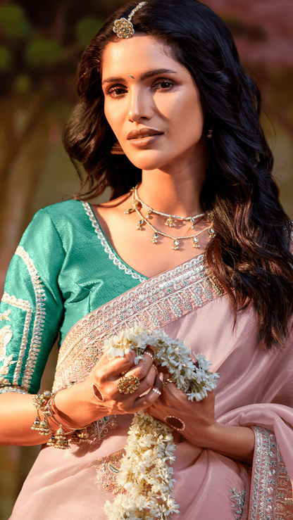 Dhiyona KM Women Organza Tissue Silk Saree