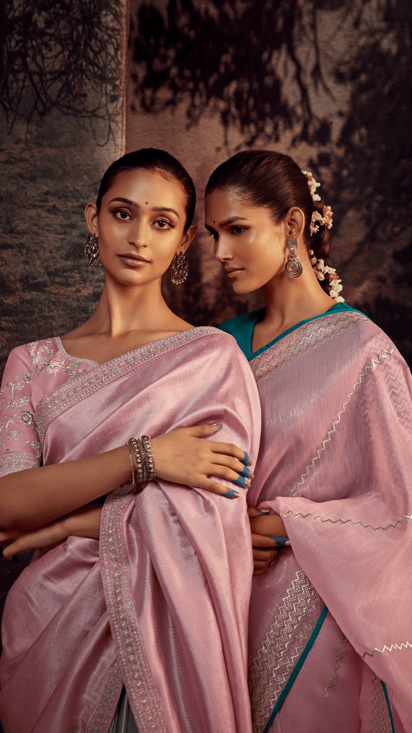 Dhiyona KM Women Twilight Elegance “ Pink & Gray Kanjivaram Silk Saree