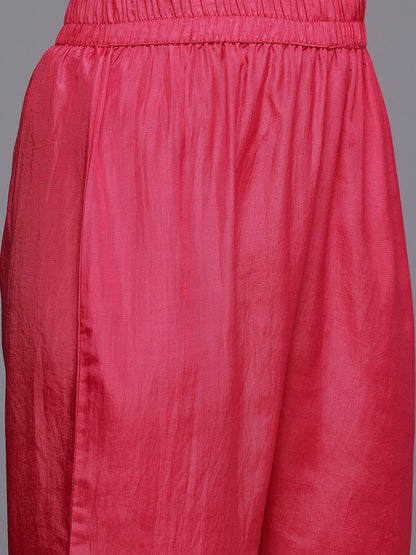 Dhiyona VR Women's Fuchsia Thread And Zari Embroidered Sequins Embellished Kurta Set With Dupatta