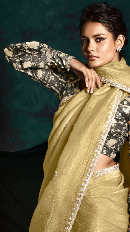Dhiyona KM Women Yellow Designer Organza Saree: Effortless Elegance For Every Occasion