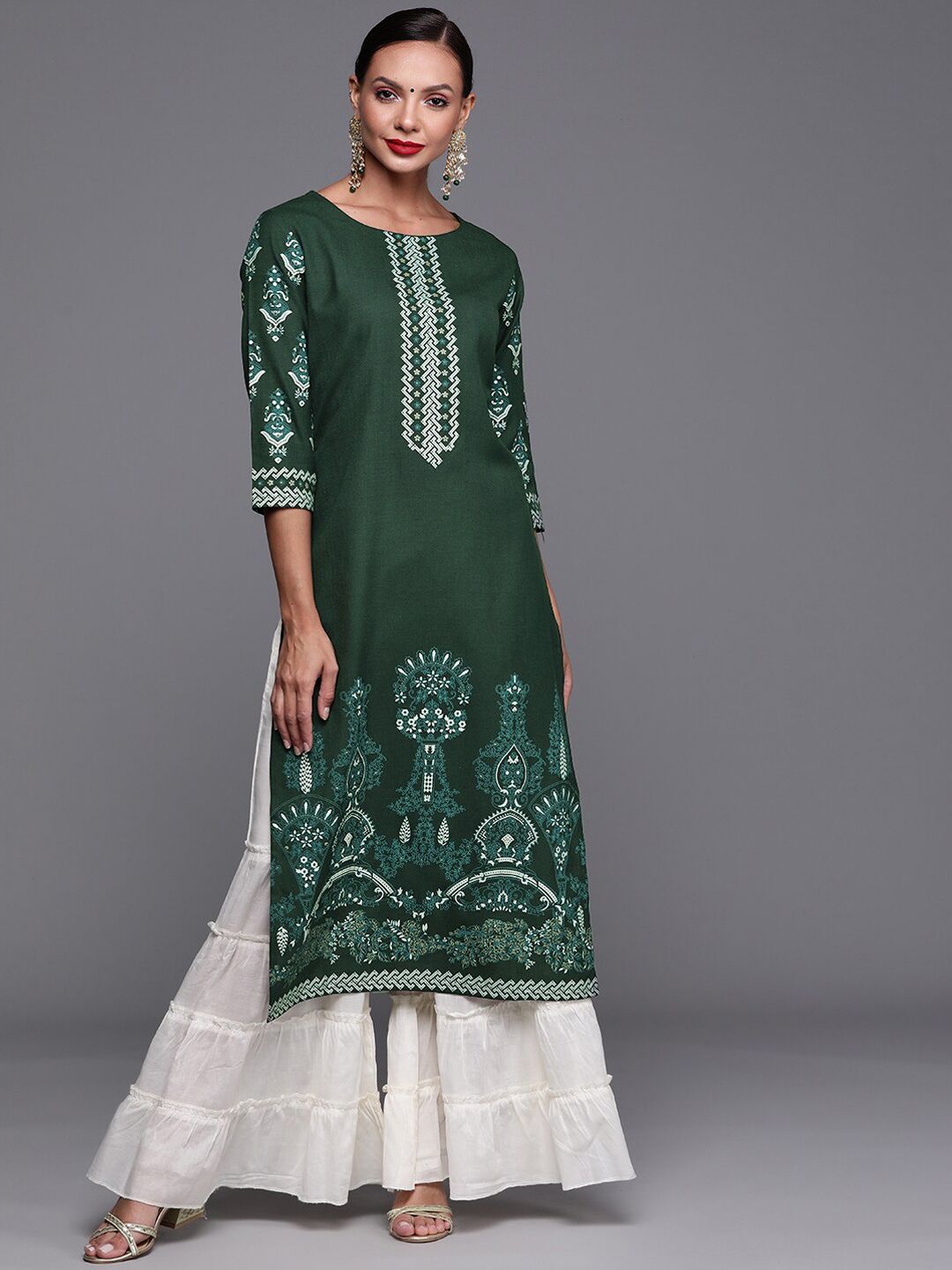 Dhiyona IE Women Ethnic Mothifs Printed Cotton Straight Kurta